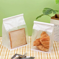 Sac de pain grillé en tranches à bord roulé en fil croustillant Sac d'étanchéité à huit côtés Sac alimentaire en papier kraft autoportant