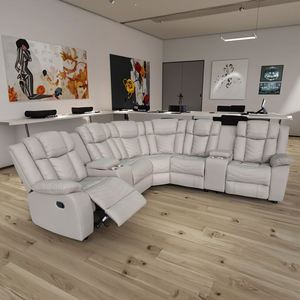 Sillón Reclinable Eléctrico Moderno con Altavoz Bluetooth, Tapizado en Cuero Sintético y Madera, Muebles Cómodos para Sala de Estar con Reposabrazos, Juego de Sofás - Product Image 1