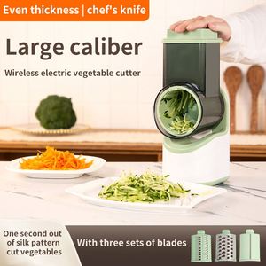 Factory Price 6in1 Stainless Steel <b>Vegetable</b> Cutting Automatic Shredding Slicer Large-Capacity Rotary Grater Masher <b>Vegetable</b> - Product Image 1