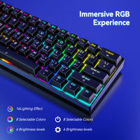 Keyboard Gaming RGB Tri-Mode Brown Switch 61 Tombol 60 Persen Nirkabel Mekanik untuk PC Gamer Laptop Komputer