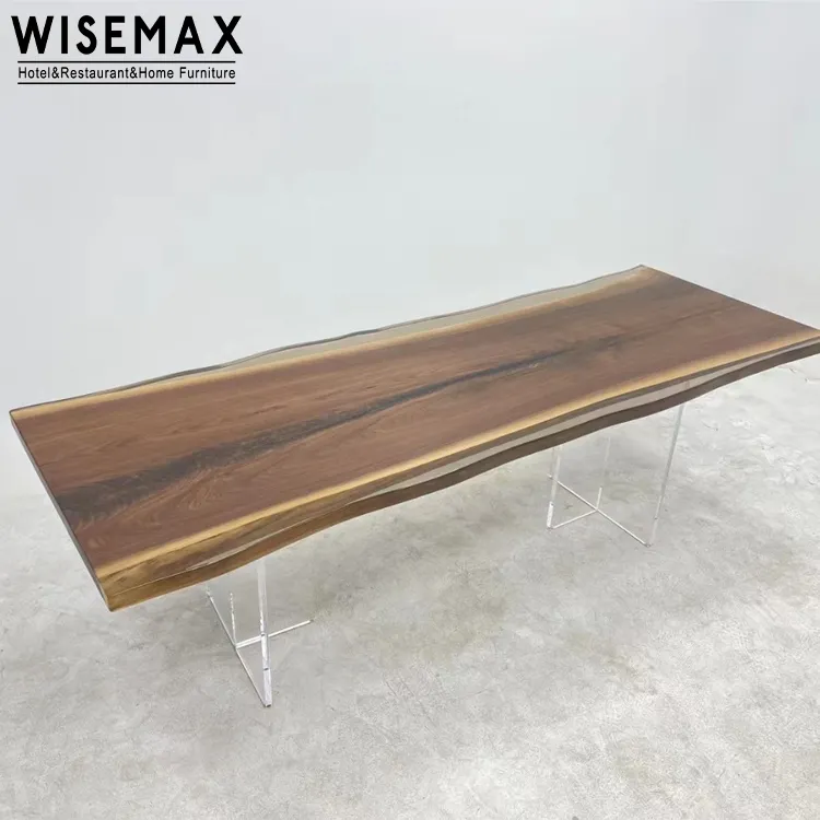WISEAMX MÜBLER Großhandel interieur individuelles acryl-bein feste holzplatte esszimmer-set modernes design esstisch für bar