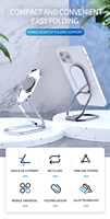 Nouveautés : Support de téléphone universel en alliage de zinc, rétractable, pliable, avec adhésif arrière et rotation à 360°