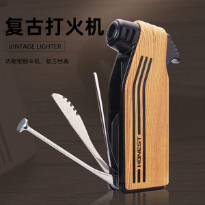 Encendedor de tubo multifuncional JOFI con diseño de madera, recargable, con llama inclinada para fumar, regalo de viaje. - Product Image 5