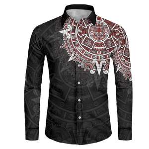 Dropshipping quần áo tùy chỉnh Aztec Mexico Tattoo dài tay áo sơ mi cho nam giới mùa thu in theo yêu cầu người đàn ông nút lên Áo sơ mi - Product Image 3