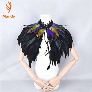 Chal de Plumas de Lujo al por Mayor para Disfraces de Halloween, Estilo Punk Gótico, Bufanda para <span class=keywords><strong>Mujer</strong></span>, Capa de Plumas, Collar para Hombro - Product Image 1