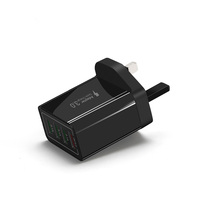 Chargeur mural USB multi-ports 30W 4 ports à charge rapide PD QC3.0 Type-C, adaptateur secteur portable avec prises UK/AU personnalisables, idéal pour les voyages – Vente Flash