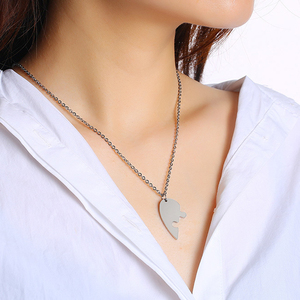 Collana con cuore spezzato per coppia in acciaio inox incisione Laser bianco ciondolo cuore bianco collane per gli <span class=keywords><strong>amanti</strong></span> - Product Image 6