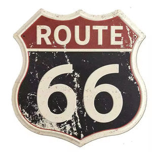 ป้ายโลหะตกแต่งผนังลายเรขาคณิตสไตล์วินเทจย้อนยุค ลายถนนอเมริกัน <span class=keywords><strong>Route</strong></span> <span class=keywords><strong>66</strong></span> - Product Image 3