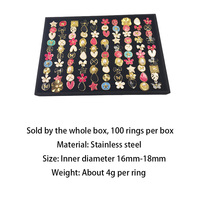 Bague en acier inoxydable pour homme et femme - 18K - Ne se décolore pas - Taille réglable - Ensemble de 100 bagues