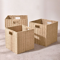 Panier de rangement en corde tressée pliable avec poignée, bac de rangement cubique en osier pour l'organisation