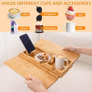 Pullable Sofa <strong>Arm</strong> Table, Sofa Armrest Cup Holder Armrest with Detachable 360&deg; Rotating Phone Stand - Product Image 6