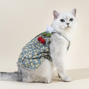 Vêtement pour animaux de compagnie en coton de haute qualité, classique et décontracté, robe pour chiens, veste à nœud papillon à carreaux de designer pour l'été et le printemps avec motif imprimé - Product Image 5