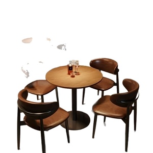 Mesas <span class=keywords><strong>y</strong></span> Sillas de Madera Estilo Medieval Americano para Taberna, Juego de Mesa <span class=keywords><strong>y</strong></span> Sillas para <span class=keywords><strong>Restaurante</strong></span> Comercial, Bar, Cafetería, Tienda, con Tapicería Suave - Product Image 1