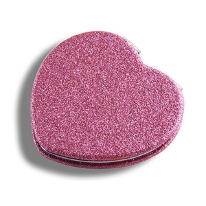 Bling Bling Beauty Red PU Leather Dual Sides Heart Shape <b>Compact</b> Cosmetic Pocket Mirror - Product Image 4
