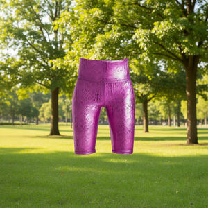 Shiny Purple High <b>Waist</b> Snake Print Biker <b>Shorts</b> for <b>Women</b>, Spandex Memory Fabric, Sporty Fit, <b>Elastic</b> <b>Waist</b>, Casual Workout Wea - Product Image 2