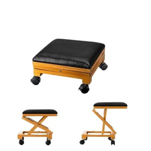 Diligent Tree Folding Footstool Wooden Height Adjustable With Casters For Office <b>Desk</b> Use - Product Image 5