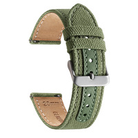 Win-Win 20mm correa de reloj de liberación rápida Lona de nailon con ribete de cuero para Huawei Samsung correa de reloj Universal con hebilla mate