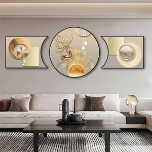 Art mural pour salon, peinture murale de luxe légère, <span class=keywords><strong>triptyque</strong></span> en porcelaine de cristal, peinture abstraite suspendue - Product Image 2