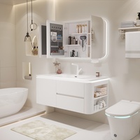 Meubles de salle de bain muraux modernes de luxe blanc mat avec miroir et lavabo – Fabrication OEM/ODM sur mesure