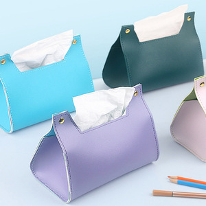 Boîte à mouchoirs de bureau en cuir de style nordique, boîte à mouchoirs double face écologique, sac à mouchoirs de luxe pour voiture/housse en cuir - Product Image 1