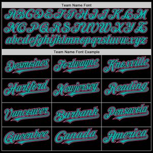 Chaqueta Letterman Personalizada Negra, Rosa y Aqua para Hombre, Sudadera Varsity de Béisbol con Forro Acolchado, Estilo Preppy para Otoño - Product Image 4