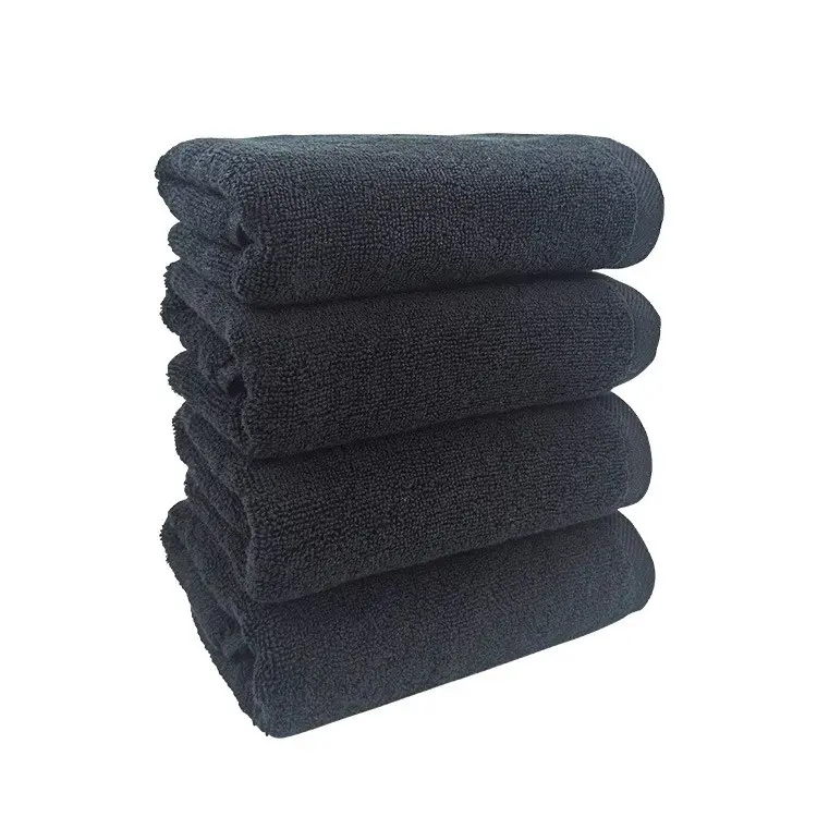 Pure Cotton 40x80 cm Black Towels for Beauty & Sports Custom Logo Embroidery Corporate Gifts Bath Washcloths Export Ready