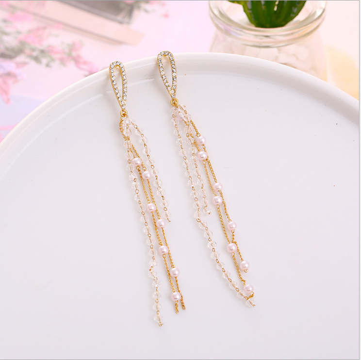 De diamantes de perlas borla pendiente joyería de Mujer Accesorios, Boucles d'oreilles conjunto de aretes