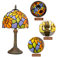 Lampe de table Tiffany style pastoral européen, dôme E26, LED dimmable, lumière blanc chaud, garantie 5 ans pour chambre et famille
