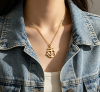 Collier en gros avec pendentif ancre cœur en acier inoxydable hypoallergénique, breloque croix ancre, colliers charme océan et foi pour femmes