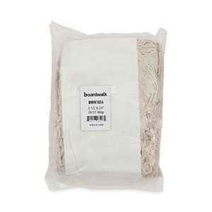 Boardwalk BWK1024 24 pouces. X 3 In. Tête de balai à poussière en microfibre avec panier en plastique rotatif à 360 degrés, design rectangulaire - Blanc - Product Image 2