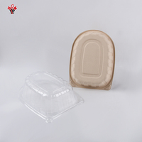 Boîte à poulet rôti jetable en bagasse de canne à sucre prête à l'emploi avec couvercle transparent, écologique et de qualité alimentaire