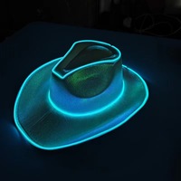Cappello da Cowboy Luminoso Fai-da-Te per Natale e Halloween, Cappello a Cilindro LED Luminoso per Matrimoni, Feste di Compleanno, Costumi e Accessori da Ballo