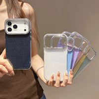 Coque de téléphone antichoc 3-en-1 couleur unie avec anneau en strass pour iPhone 18 Pro Max, 17/16 Pro, 15