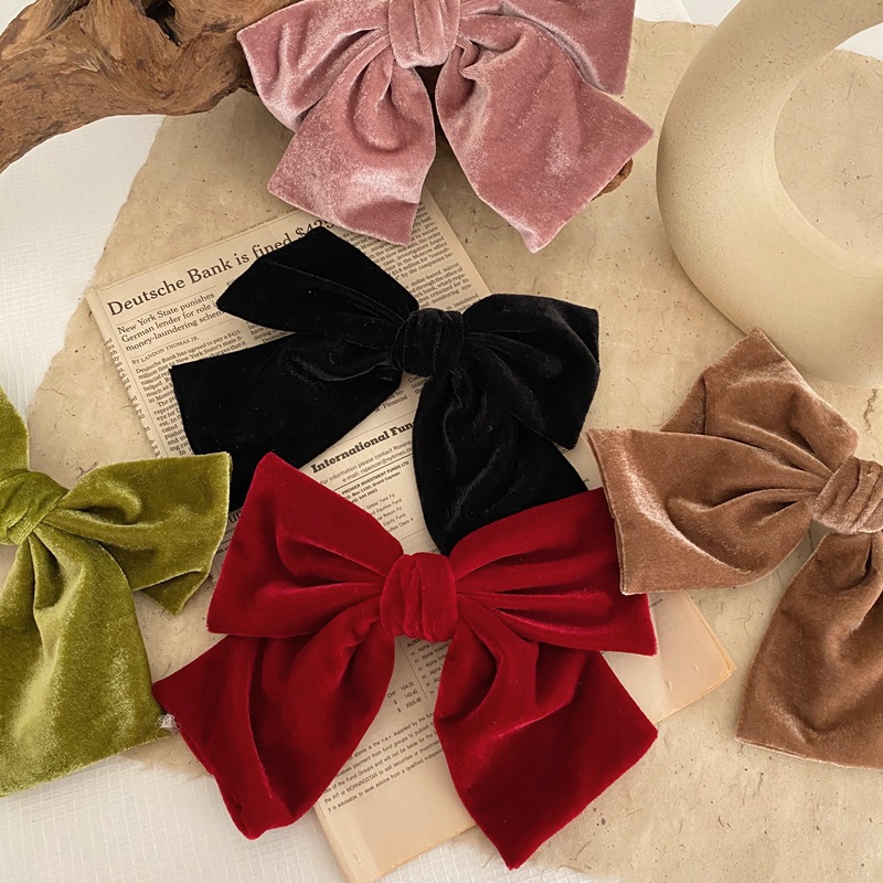 Высококачественные товары на заказ, ленточный бархатный бант, красивые женские резинки, бант для волос, бант для волос