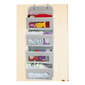 Over Door/<b>Wall</b> <b>Mount</b> 4-Tier Clear Window Pocket Multifunction Storage <b>Shelf</b> Gray Hanging Waterproof PVC Foldable (1 Pack-Grey) - Product Image 1