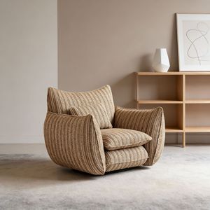 Fauteuil simple en tissu rayé rétro <span class=keywords><strong>Serea</strong></span>, canapé de loisirs minimaliste italien pour la maison et l'appartement - Product Image 3