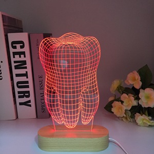 โคมไฟ LED ไม้รูปฟัน3D สีสันสดใสงานศิลปะสำหรับคลินิกทันตกรรมที่สร้างสรรค์สำหรับห้องนอนแสงไล่ระดับสีสำหรับคืนทันตกรรม - Product Image 2