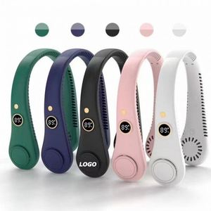 Ventilateur de cou portable avec écran numérique, 5 vitesses, mains libres, sans pales, rechargeable par USB, pour les sports de plein air - Product Image 1