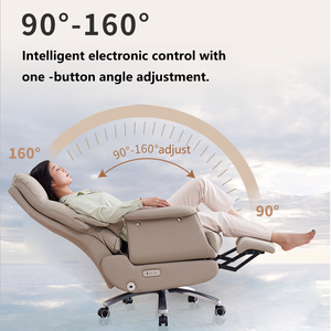 Intelligenter Elektrischer <span class=keywords><strong>Massage</strong></span>-Chefsessel mit USB-Ladeanschluss und Lordosenstütze, Bürostuhl aus Echtem Leder - Product Image 2
