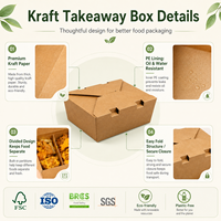 Boîte d'emballage alimentaire en papier multi-compartiments résistante à la graisse avec logo personnalisé pour la livraison de repas à emporter pour les restaurants