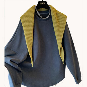 Plus Size Soft <b>Knit</b> <b>Shawl</b> Crew Neck Pullover Fleece-Lined Sweatshirt Loose Casual Women's Sweatshirt Cotton Hoodies Wholesale - Product Image 6