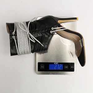 Bottines d'été longues à lacets pour femmes, bottines à bride simple en PVC, sandales à talons hauts fins, grandes tailles 48 - Product Image 5