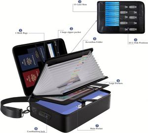 Sac de documents OEM étanche et ignifuge, coffre-fort domestique, boîte à dossiers ignifuge avec serrure pour un stockage sécurisé des fichiers d'ordinateur portable, passeports et documents importants - Product Image 2