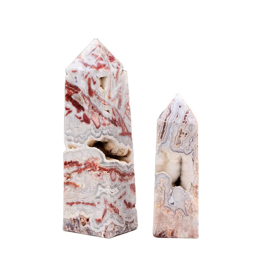 Pierre de cristal naturel de grande taille, pointe d'agate fou du mexique, tour de géode à quartz, décoration de bureau