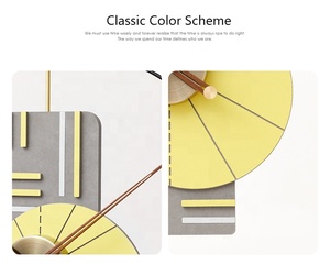 EMITDOOG fai da te stile minimalista arte in metallo orologio da parete di grandi dimensioni orologi moderni in legno giallo orologio incisione CNC orologi artigianali giappone - Product Image 4