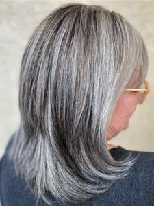 Parrucche in Capelli Umani Ali Baba Cina, Taglio Corto Bob Stile <span class=keywords><strong>Wolf</strong></span> Cut, Grigio Argento Sfumato, Parrucche in Capelli Umani Sale e Pepe - Product Image 2
