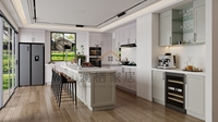 Isla de Cocina con Barra de Desayuno y Asientos, Estación de Preparación Móvil de Roble Macizo de 1500 mm con 4 Taburetes, Fregadero de Cocina con Gabinete