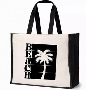 Wholesale Custom Logo <b>Printed</b> <b>Large</b> Canvas Shopping Tote Bag Reusable and Economical with Webbing Handle - Product Image 1