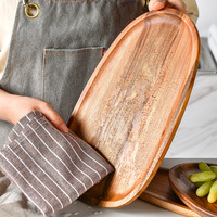 Plateau à fruits créatif en bois d'acacia, style japonais irrégulier, plateau à pâtisserie et à en-cas, plateau de service multifonctionnel pour restaurant et plateau à tasses à thé