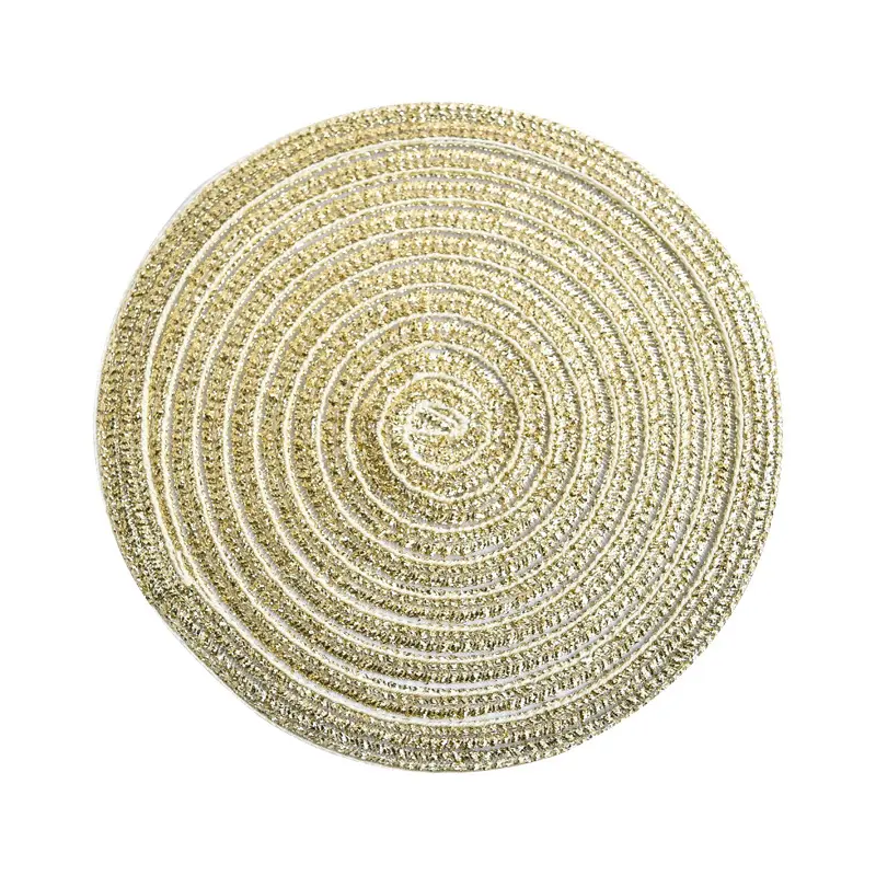 3 PCS Creative Round Handwoven Plain Color Knitted Fabric Dining Table Mat for Table Top